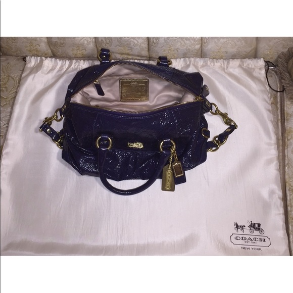 Coach Ltd Ed Purple Crinkled Pat leather Sabrina - Picture 2 of 6